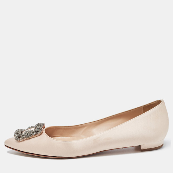 Manolo Blahnik | Shoes | Manolo Blahnik Beige Satin Hangisi Ballet ...